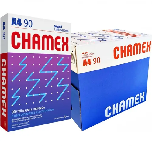 Papel Sulfite A4 Chamex Office 90g 210×297 – Caixa com 5 Resmas – 2500 Folhas