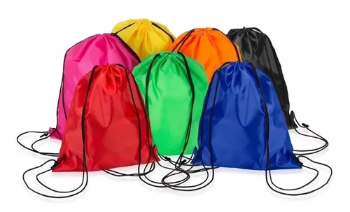 Mochilas Saco Nylon P/ Treino Escolar Cores Variadas – Caixa com 20 Unidades