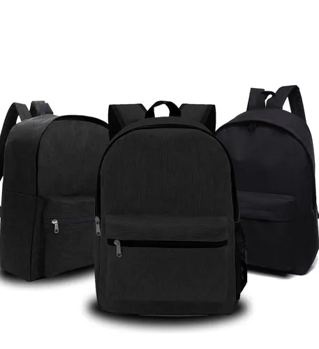 Mochila Feminina¹Masculina Reforçada Trabalho Escolar Preta – Caixa com 10 Unidades