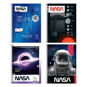Caderno de 10 Matérias Capa Dura 160 Folhas NASA TILIBRA – Caixa com 4 Unidades